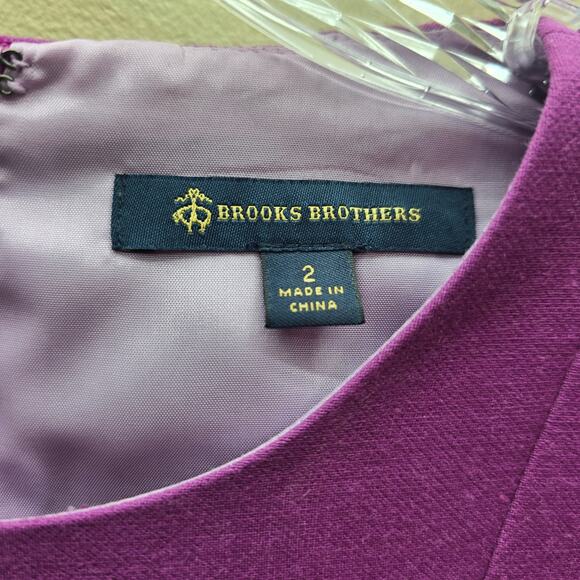 Brooks Brothers Wool Blend Short Sleeve Sheath Dress Career Business Purple SZ 2 - Picture 5 of 6